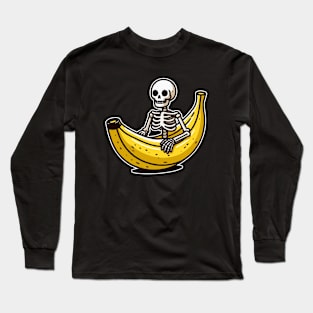 Skeleton On Banana Kayak Long Sleeve T-Shirt